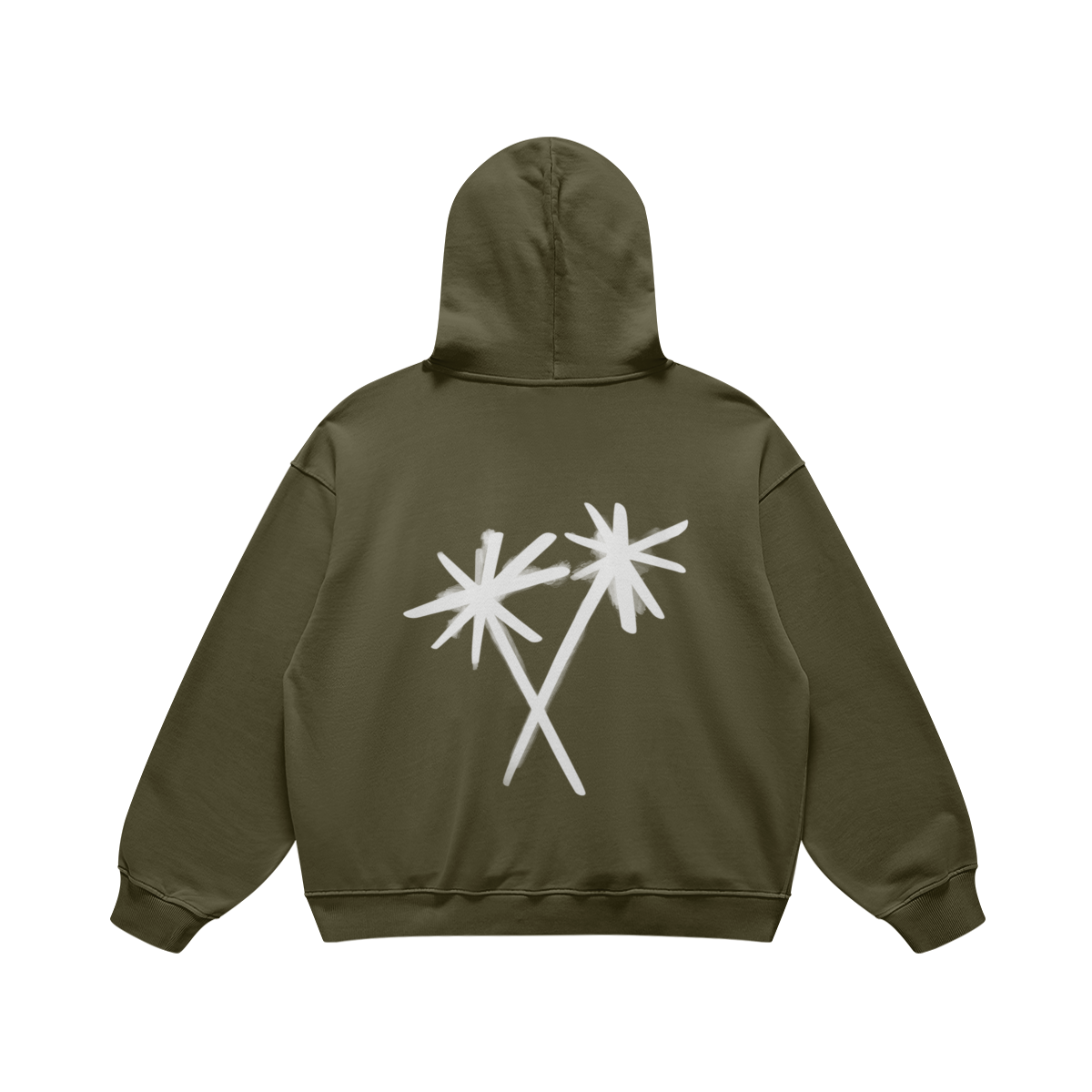 CROSSED PALM TREES HOODIE - OLIVE GREEN