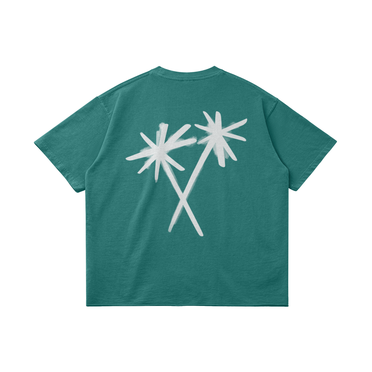 CROSSED PALM TREES TEE - JUNGLE GREEN