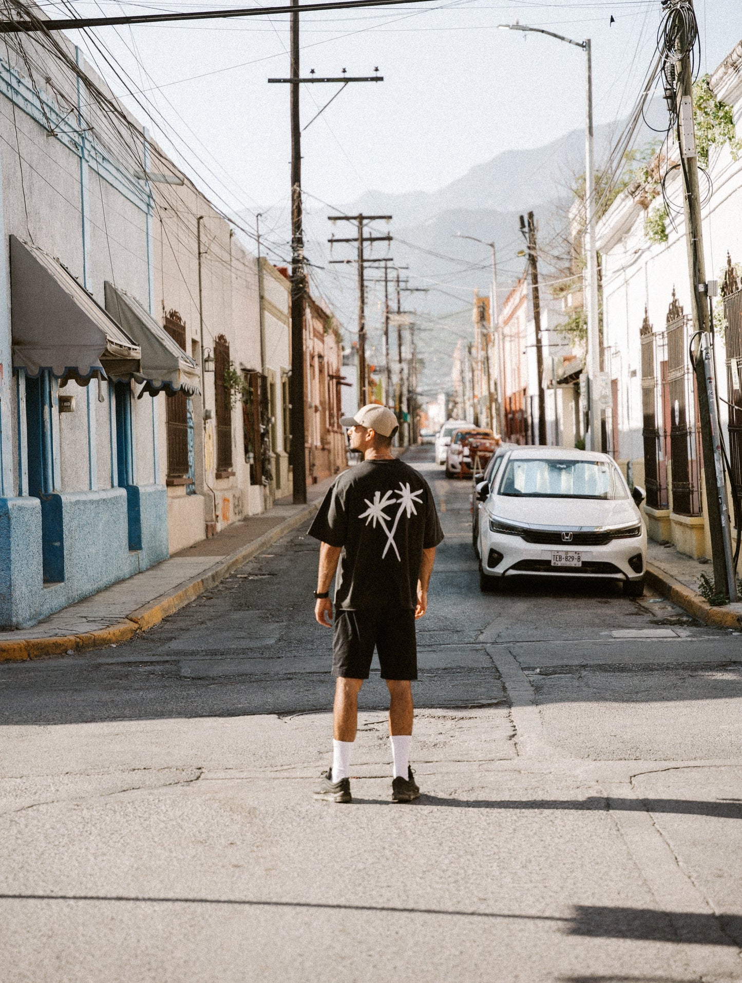 CROSSED PALM TREES TEE - VINTAGE BLACK
