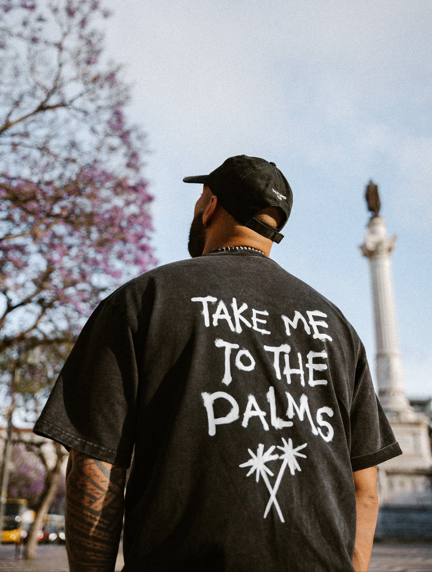 TAKE ME TO THE PALMS TEE - VINTAGE BLACK