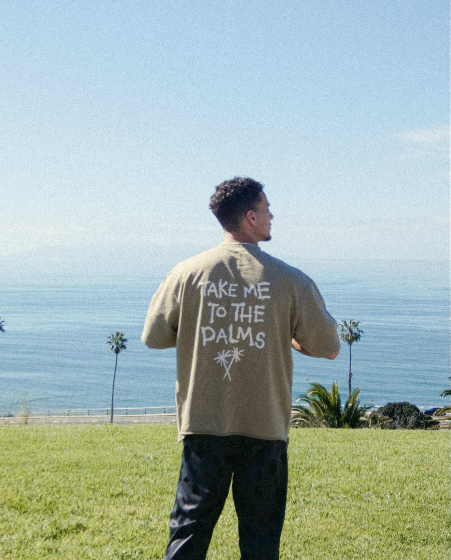 TAKE ME TO THE PALMS TEE - LIGHT KAKI