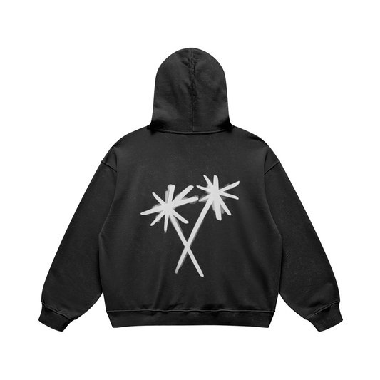 CROSSED PALM TREES HOODIE - VINTAGE BLACK