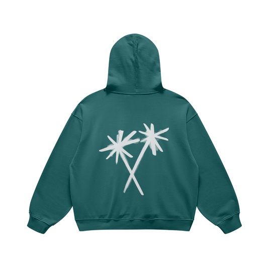 CROSSED PALM TREES HOODIE - JUNGLE GREEN