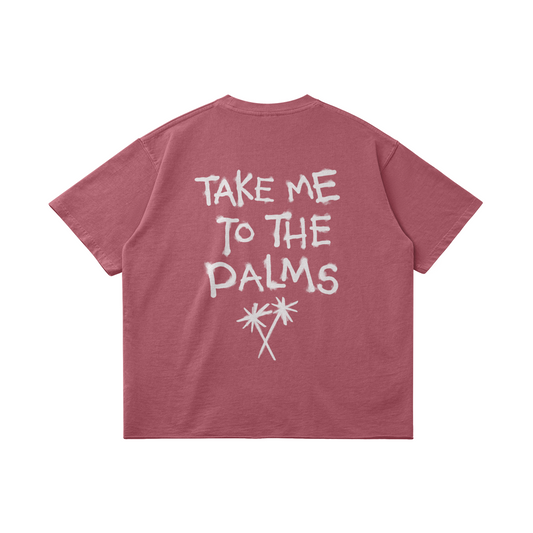 TAKE ME TO THE PALMS TEE - CAMEO BROWN