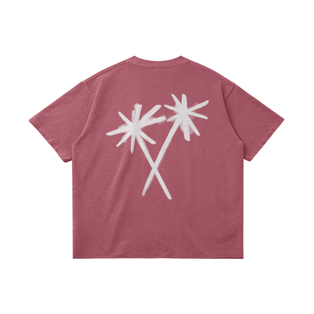 CROSSED PALM TREES TEE - CAMEO BROWN